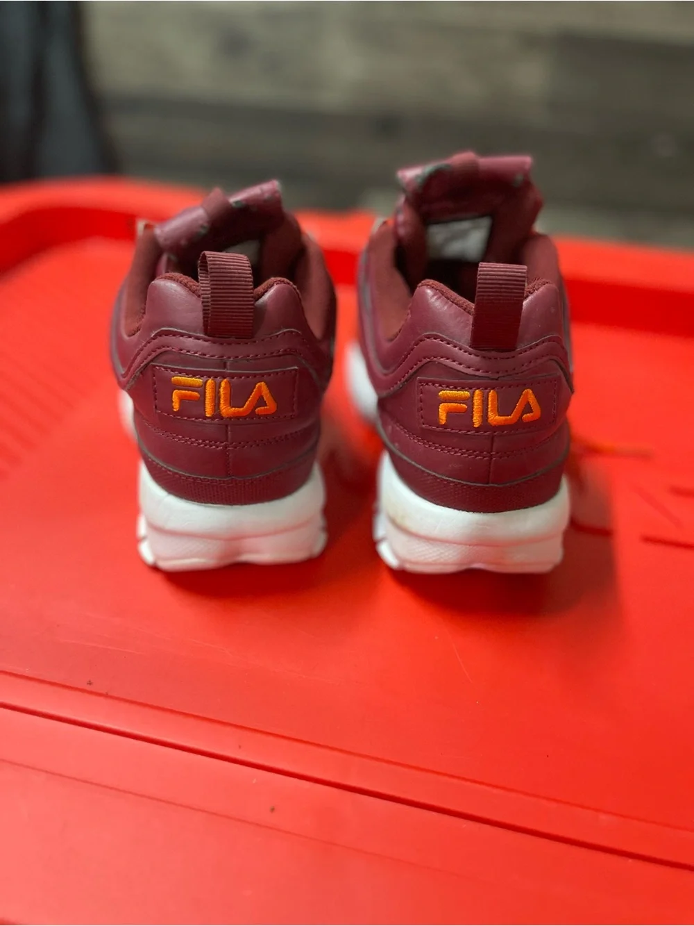 FILA Kids Orange and Burgundy Low-Top Lace-Up Sneakers